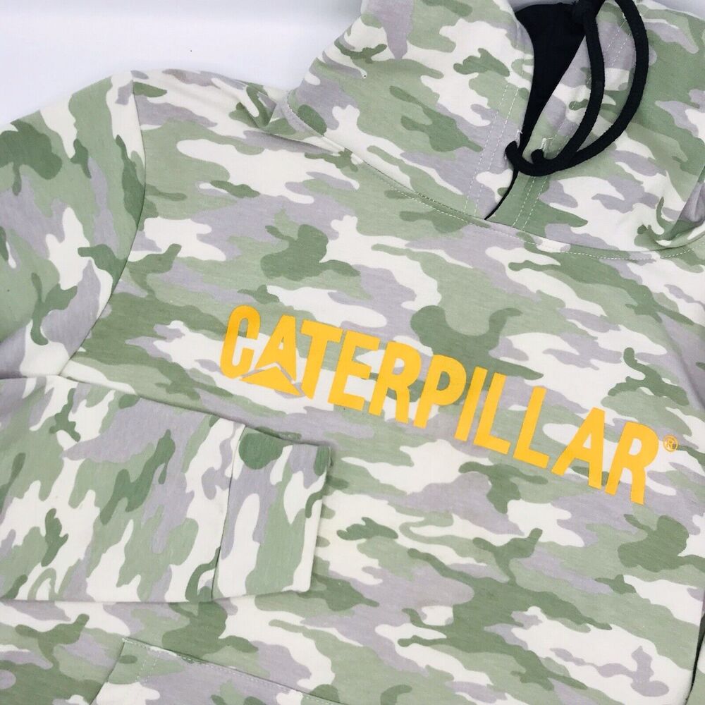 Caterpillar Lightweight Soft Fleece Camo Hoodie Gray Green Cream Women's Size M